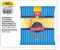 Auchan Gyermelyi 4 tojásos szarvacska vagy spagetti száraztészta ajánlat