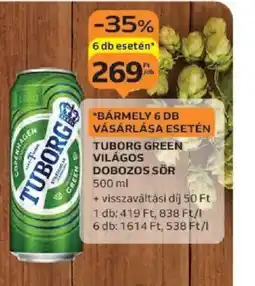 Auchan Tuborg Green Világos Dobozos Sör ajánlat