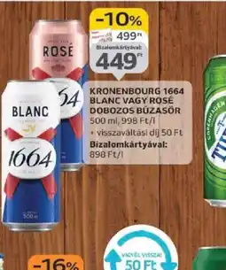 Auchan Kronenbourg 1664 Blanc vagy Rosé dobozos búzasör ajánlat