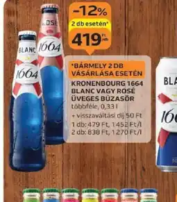 Auchan Kronenbourg 1664 Blanc vagy Rosé üveges búzasör ajánlat