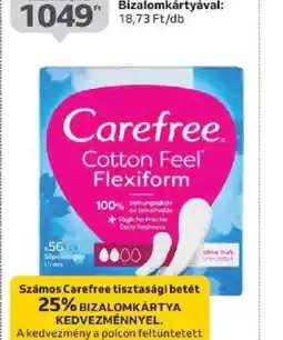 Auchan Carefree Cotton Feel Flexiform Tisztasági Betét ajánlat