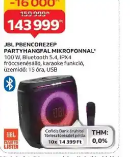 Auchan JBL PBENCORE2EP Partyhangfal Mikrofonnal ajánlat
