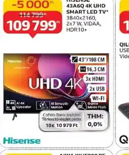 Auchan Hisense 43A6Q 4K UHD Smart LED TV ajánlat