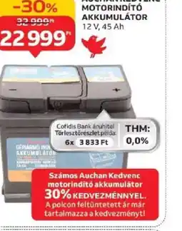 Auchan Auchan Kedvenc Motorindít Akkumulátor ajánlat