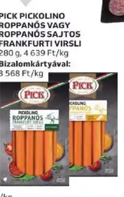 Auchan Pick pickolino roppanós vagy roppanós sajtos frankfurti virsli ajánlat