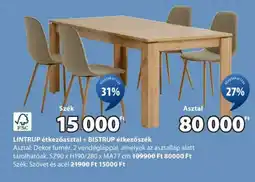 JYSK LINTRUP étkezőasztal + BISTRUP étkezőszék ajánlat