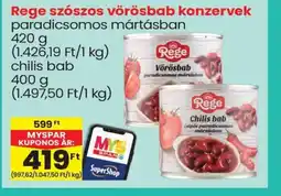 Spar Rege szszos vörösbab konzervek paradicsomos mártásban ajánlat
