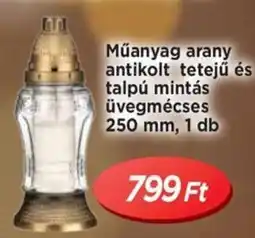 Real Műanyag arany antikolt tetejű és talpú mintás üvegmécses ajánlat