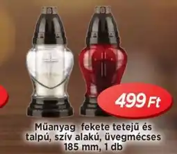 Real Műanyag fekete tetejű és talpú, szív alakú, üvegmécses 185 mm ajánlat