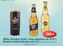 Real Miller Genuine Draft, Lime palackos sör, Genuine Draft dobozos sör ajánlat