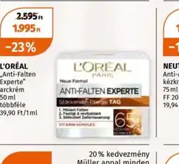Müller L'Oréal Anti-Falten Experte arckrém ajánlat