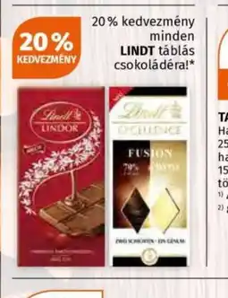 Müller Lindt táblás csokoládéra ajánlat