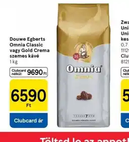 Tesco Douwe Egberts Omnia Classic vagy Gold Crema szemes kávé ajánlat