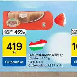 Tesco Family szendvicskenyér ajánlat