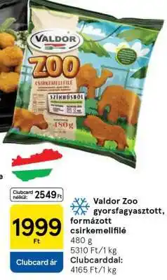 Tesco Valdor Zoo gyorsfagyasztott, formázott csirkemellfilé ajánlat