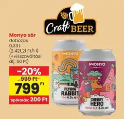 Spar Monyo sör dobozos ajánlat