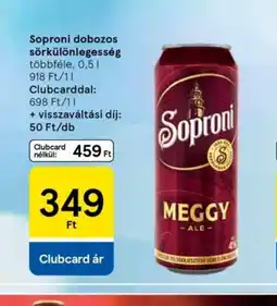 Tesco Soproni dobozos sörkülönlegesség ajánlat