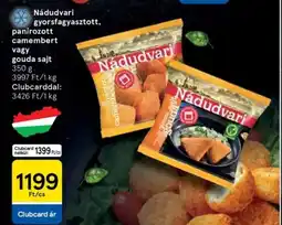 Tesco Nádudvari gyorsfagyasztott, panírozott camembert vagy gouda sajt ajánlat