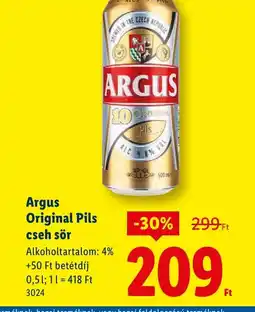 Lidl Argus Original Pils cseh sör ajánlat