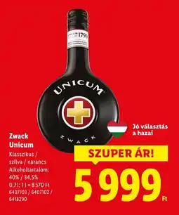 Lidl Zwack Unicum ajánlat