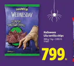 Lidl Halloween Lila tortilla chips ajánlat