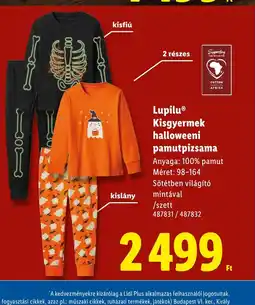Lidl Lupilu Kisgyermek Halloweeni pamutpizsama ajánlat