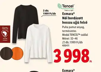 Lidl Esmara Női bordázott hosszú ujjú felső ajánlat