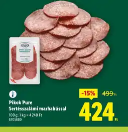 Lidl Pikok Pure Sertésszalámi marhahússal ajánlat