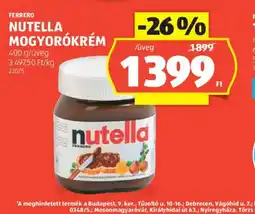 ALDI Nutella Mogyorkrém ajánlat