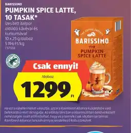 ALDI Barissimo Pumpkin Spice Latte ajánlat