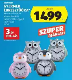 ALDI KRONTALER Gyermek Ébresztőóra ajánlat