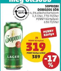 PENNY Soproni Dobozos Sör ajánlat