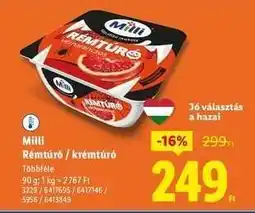 Lidl MILLI Rémtúró / krémtúró ajánlat