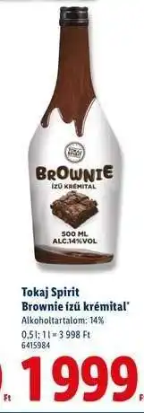 Lidl Tokaj Spirit Brownie ízű krémlikőr ajánlat