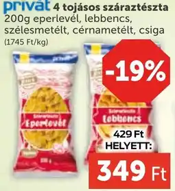PRIVÁT Privȧt 4 tojásos száraztészta ajánlat