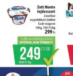 Coop Zott Monte tejdesszert ajánlat