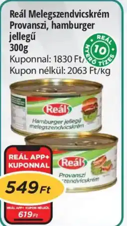 Real Reál Melegszendvicskrém Provanszi, hamburger jellegű ajánlat