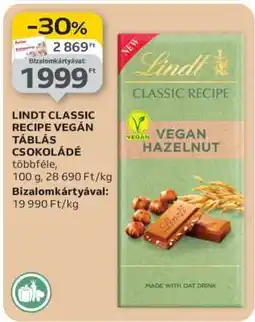 Auchan Lindt Classic Recipe Vegán Táblás Csokoládé ajánlat