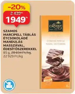 Auchan Szamos Marcipell táblás étcsokoládé mandulás masszával, édesítőszerekkel ajánlat