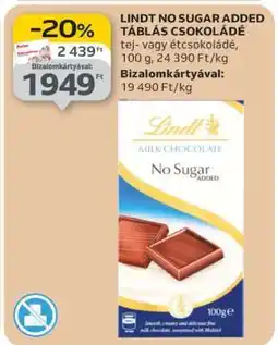 Auchan Lindt No Sugar Added Táblás Csokoládé ajánlat