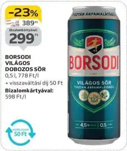 Auchan Borsodi Világos Dobozos Sör ajánlat