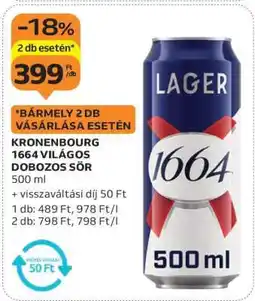 Auchan Kronenbourg 1664 Világos Dobozos Sör ajánlat