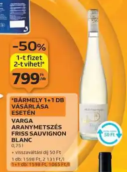 Auchan VARGA ARANYMETSZÉS FRISS SAUVIGNON BLANC ajánlat