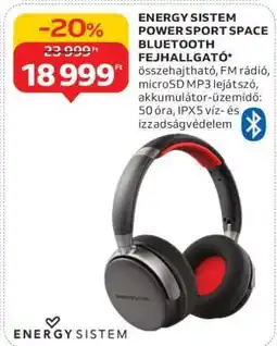 Auchan ENERGY SISTEM POWER SPORT SPACE BLUETOOTH FEJHALLGATÓ ajánlat