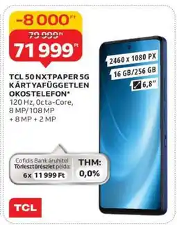 Auchan TCL 50 NXTPAPER 5G Kártyafüggetlen Okostelefon ajánlat