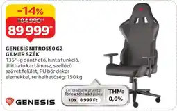 Auchan GENESIS NITRO550 G2 GAMER SZÉK ajánlat