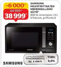 Auchan SAMSUNG MG23F301TAK/EO MIKROHULLÁMÚ SÜTŐ ajánlat