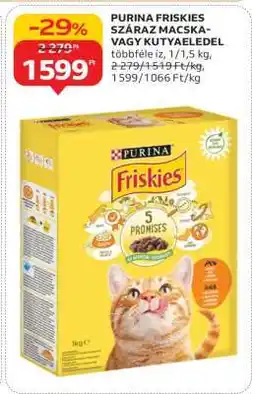 Auchan PURINA FRISKIES SZÁRAZ MACSKA- VAGY KUTYAELDEL ajánlat