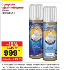 Spar Completa tejszínhabspray ajánlat