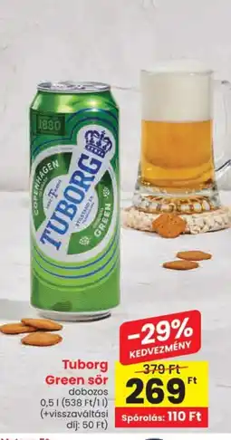 Spar Tuborg Green sör dobozos ajánlat